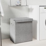 vidaXL Coș de rufe pliabil, gri, 51x34,5x59 cm, imitație de pânză vidaXL Coș de rufe pliabil, gri, 51x34,5x59 cm, imitație de pânză