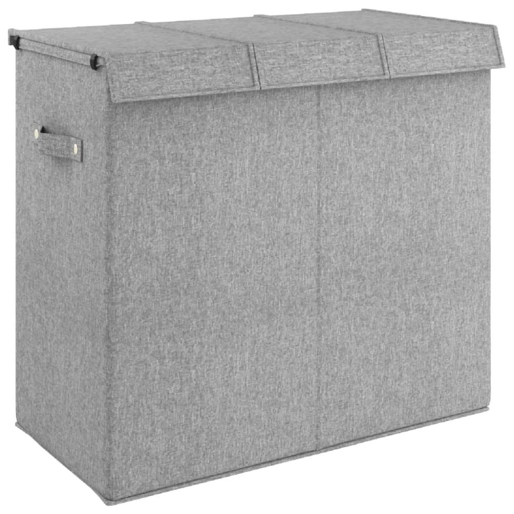 vidaXL Coș de rufe pliabil, gri, 64,5x34,5x59 cm, imitație de pânză