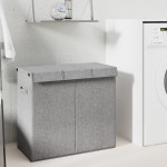 vidaXL Coș de rufe pliabil, gri, 64,5x34,5x59 cm, imitație de pânză vidaXL Coș de rufe pliabil, gri, 64,5x34,5x59 cm, imitație de pânză