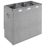 vidaXL Coș de rufe pliabil, gri, 64,5x34,5x59 cm, imitație de pânză vidaXL Coș de rufe pliabil, gri, 64,5x34,5x59 cm, imitație de pânză