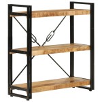 vidaXL Bibliotecă cu 3 niveluri, 77x30x80 cm, lemn masiv mango și fier vidaXL Bibliotecă cu 3 niveluri, 77x30x80 cm, lemn masiv mango și fier