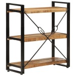 vidaXL Bibliotecă cu 3 niveluri, 77x30x80 cm, lemn masiv mango și fier vidaXL Bibliotecă cu 3 niveluri, 77x30x80 cm, lemn masiv mango și fier