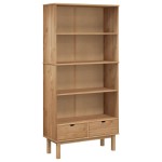 vidaXL Bibliotecă „OTTA” cu 2 sertare, maro, lemn masiv de pin vidaXL Bibliotecă „OTTA” cu 2 sertare, maro, lemn masiv de pin