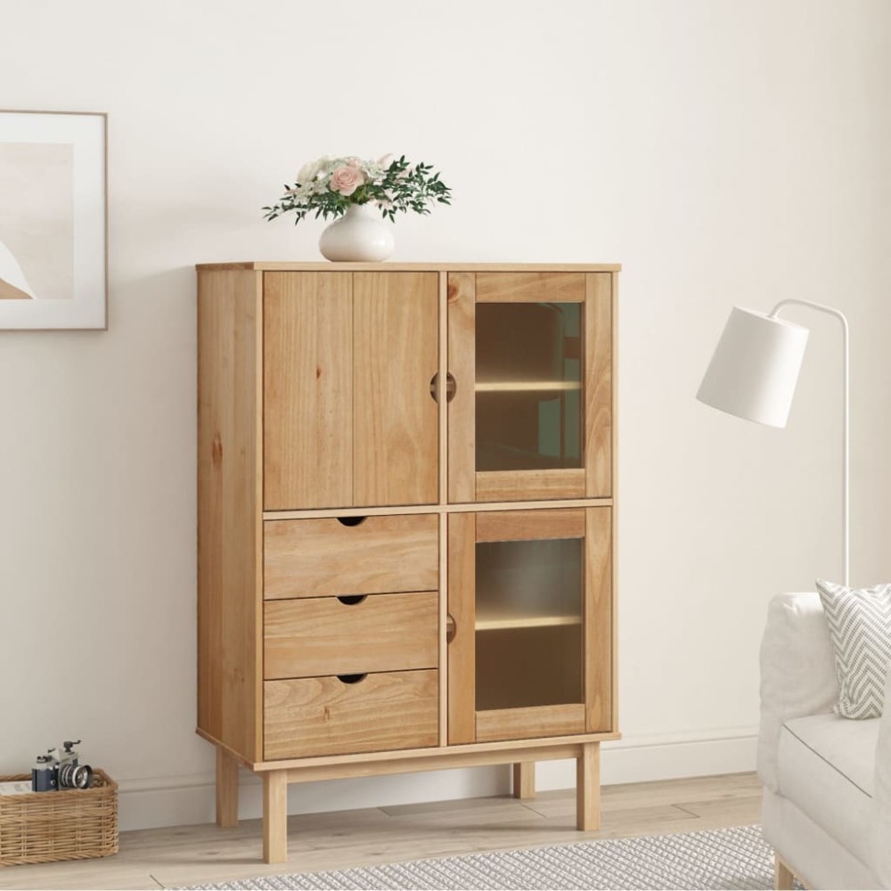 vidaXL Dulap înalt OTTA, 85x43x125 cm, lemn masiv de pin