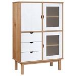 vidaXL Dulap înalt OTTA, maro și alb, 85x43x125 cm, lemn masiv de pin vidaXL Dulap înalt OTTA, maro și alb, 85x43x125 cm, lemn masiv de pin