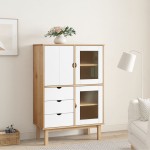 vidaXL Dulap înalt OTTA, maro și alb, 85x43x125 cm, lemn masiv de pin vidaXL Dulap înalt OTTA, maro și alb, 85x43x125 cm, lemn masiv de pin