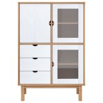 vidaXL Dulap înalt OTTA, maro și alb, 85x43x125 cm, lemn masiv de pin vidaXL Dulap înalt OTTA, maro și alb, 85x43x125 cm, lemn masiv de pin