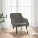 vidaXL Fotoliu, gri închis, 63x76x80 cm, catifea vidaXL Fotoliu, gri închis, 63x76x80 cm, catifea