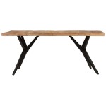 vidaXL Masă de bucătărie, negru, 180x90x77 cm, lemn masiv de acacia