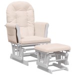 vidaXL Scaun glisant cu taburet, roz deschis, material textil vidaXL Scaun glisant cu taburet, roz deschis, material textil