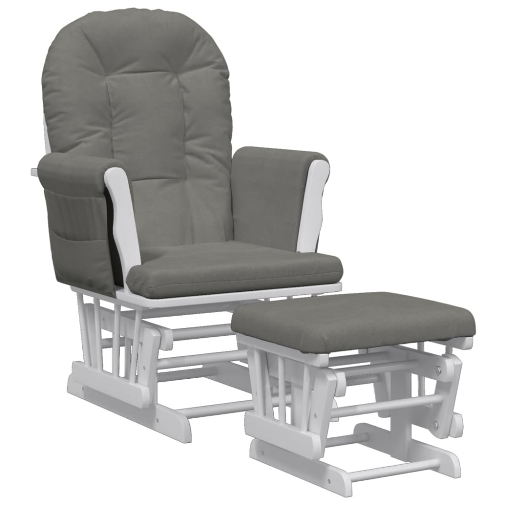 vidaXL Scaun de relaxare glisant cu taburet, gri închis, textil