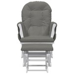 vidaXL Scaun de relaxare glisant cu taburet, gri închis, textil