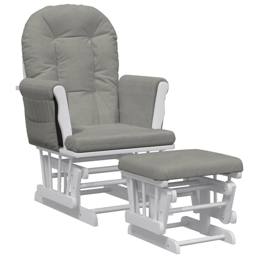 vidaXL Scaun glisant cu taburet, gri deschis, material textil