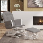 vidaXL Scaun glisant cu taburet, gri deschis, material textil vidaXL Scaun glisant cu taburet, gri deschis, material textil