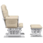 vidaXL Scaun glisant cu taburet, alb crem, material textil