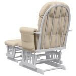 vidaXL Scaun glisant cu taburet, alb crem, material textil