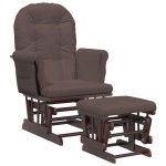 vidaXL Scaun glisant cu taburet, maro, material textil vidaXL Scaun glisant cu taburet, maro, material textil