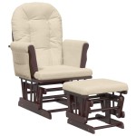 vidaXL Scaun glisant cu taburet, alb crem, material textil vidaXL Scaun glisant cu taburet, alb crem, material textil