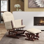 vidaXL Scaun glisant cu taburet, alb crem, material textil vidaXL Scaun glisant cu taburet, alb crem, material textil