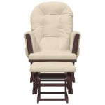 vidaXL Scaun glisant cu taburet, alb crem, material textil vidaXL Scaun glisant cu taburet, alb crem, material textil