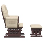 vidaXL Scaun glisant cu taburet, alb crem, material textil vidaXL Scaun glisant cu taburet, alb crem, material textil