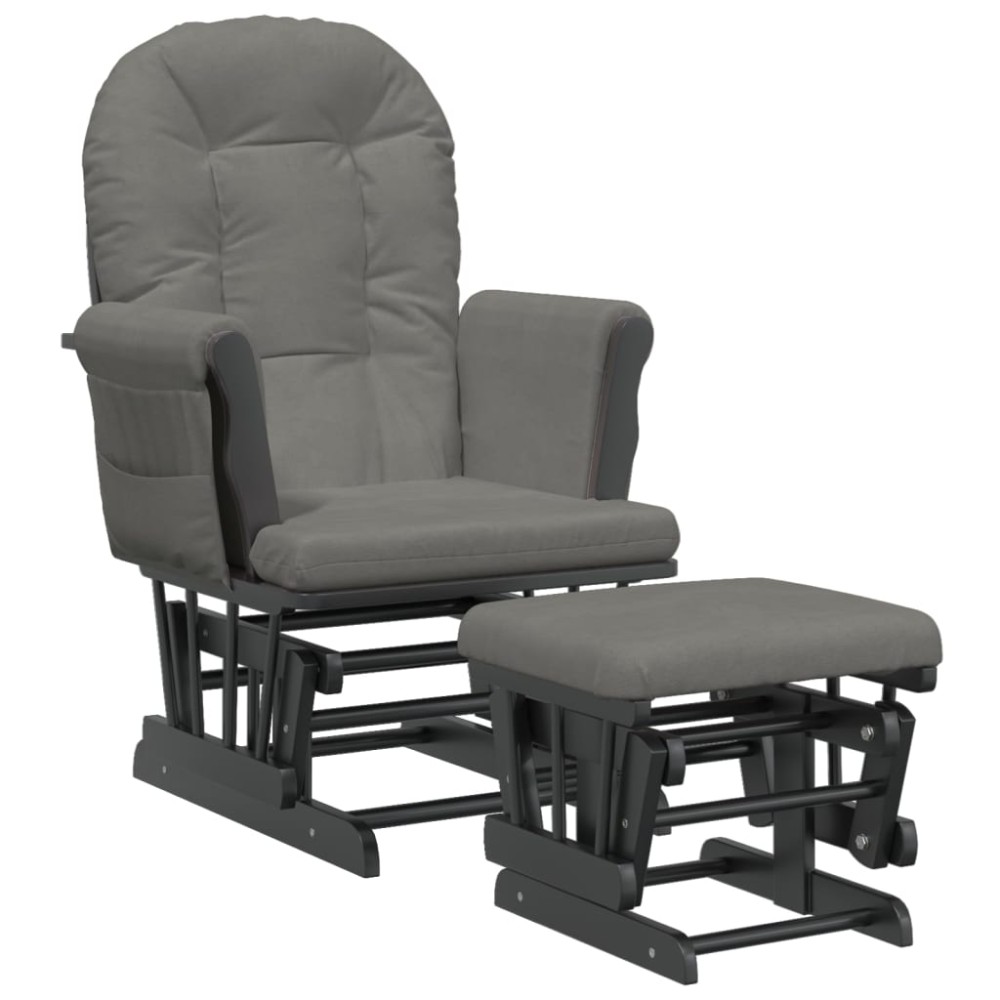 vidaXL Scaun de relaxare glisant cu taburet, gri închis, textil