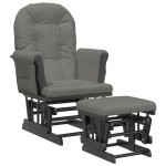 vidaXL Scaun de relaxare glisant cu taburet, gri închis, textil