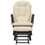 vidaXL Scaun glisant cu taburet, alb crem, material textil vidaXL Scaun glisant cu taburet, alb crem, material textil