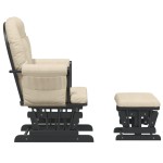 vidaXL Scaun glisant cu taburet, alb crem, material textil vidaXL Scaun glisant cu taburet, alb crem, material textil