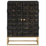 vidaXL Servantă, negru, 55x34x75 cm, lemn masiv de mango și fier vidaXL Servantă, negru, 55x34x75 cm, lemn masiv de mango și fier