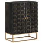 vidaXL Servantă, negru, 55x34x75 cm, lemn masiv de mango și fier vidaXL Servantă, negru, 55x34x75 cm, lemn masiv de mango și fier