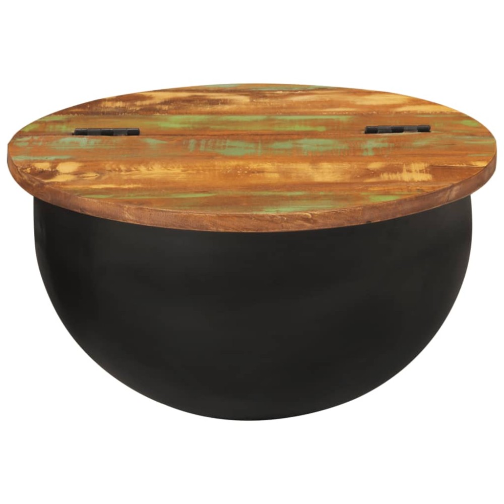vidaXL Măsuță de cafea, negru, 50x27 cm, lemn masiv reciclat