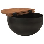 vidaXL Măsuță de cafea, negru, 50x27 cm, lemn masiv reciclat vidaXL Măsuță de cafea, negru, 50x27 cm, lemn masiv reciclat