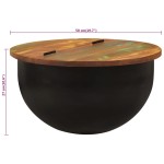 vidaXL Măsuță de cafea, negru, 50x27 cm, lemn masiv reciclat vidaXL Măsuță de cafea, negru, 50x27 cm, lemn masiv reciclat