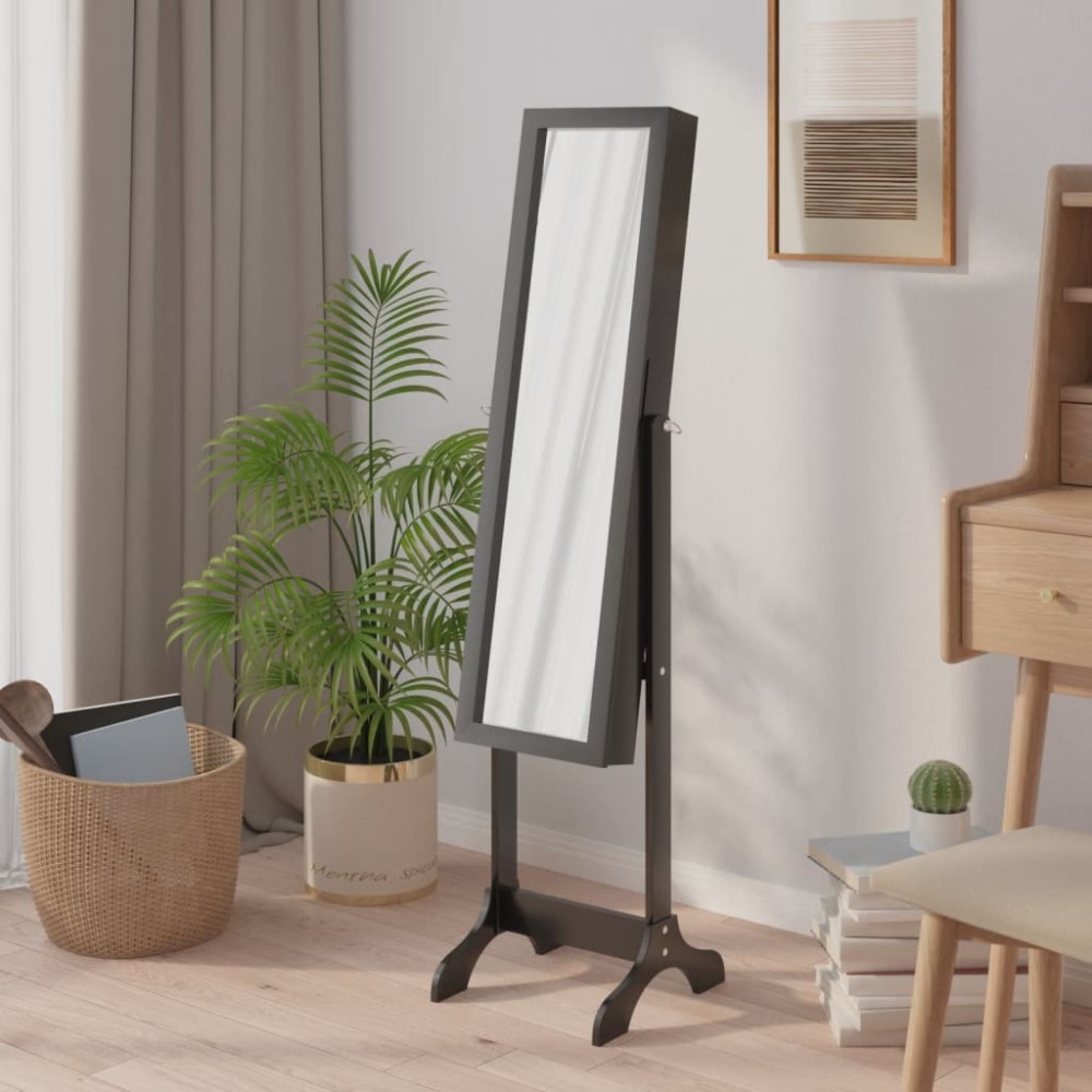 vidaXL Oglindă de sine stătătoare, negru, 34x37x146 cm