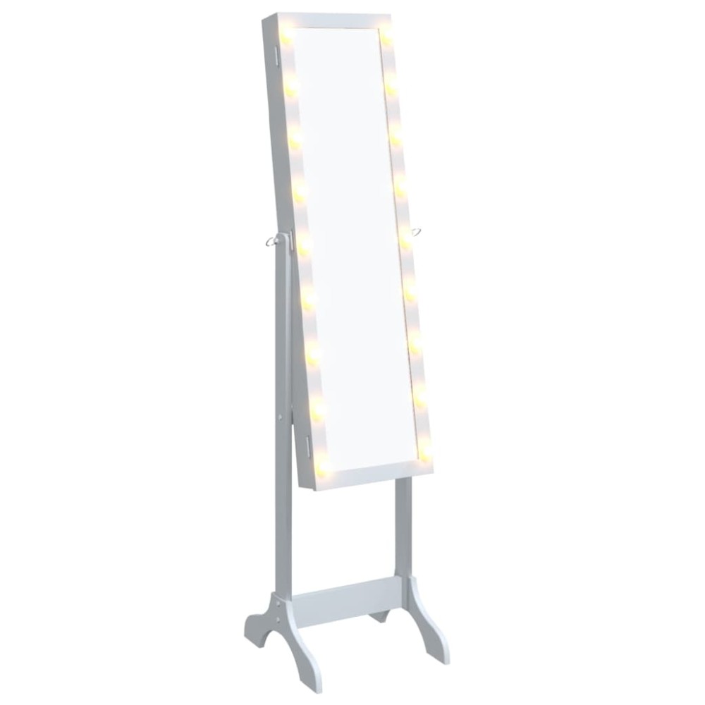 vidaXL Oglindă de sine stătătoare cu LED, alb, 34x37x146 cm