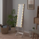 vidaXL Oglindă de sine stătătoare cu LED, alb, 34x37x146 cm vidaXL Oglindă de sine stătătoare cu LED, alb, 34x37x146 cm