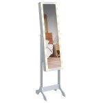 vidaXL Oglindă de sine stătătoare cu LED, alb, 34x37x146 cm vidaXL Oglindă de sine stătătoare cu LED, alb, 34x37x146 cm