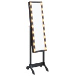 vidaXL Oglindă de sine stătătoare cu LED, negru, 34x37x146 cm vidaXL Oglindă de sine stătătoare cu LED, negru, 34x37x146 cm