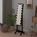 vidaXL Oglindă de sine stătătoare cu LED, negru, 34x37x146 cm vidaXL Oglindă de sine stătătoare cu LED, negru, 34x37x146 cm