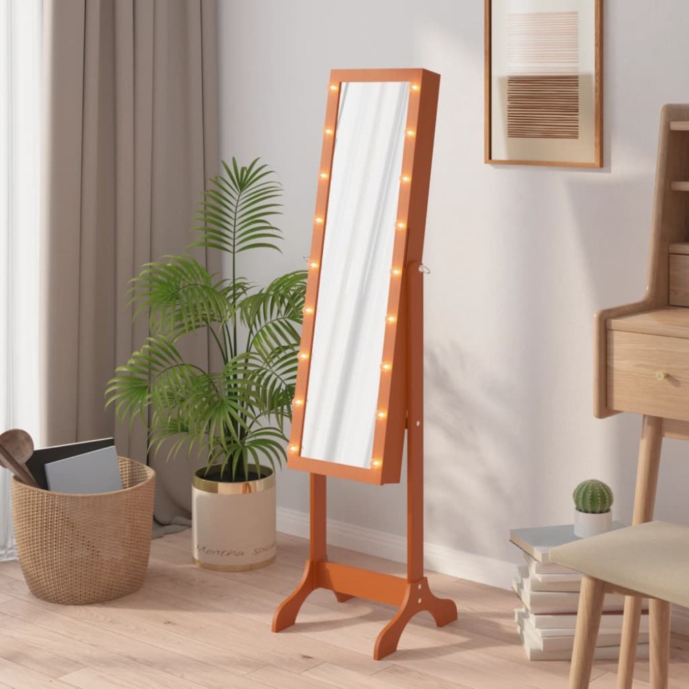 vidaXL Oglindă de sine stătătoare cu LED, 34x37x146 cm