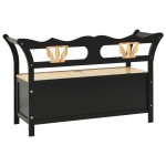 vidaXL Bancă, negru, 107x45x75,5 cm, lemn masiv de brad