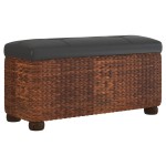 vidaXL Bănci de depozitare, 2 buc., cu pernă maro, 69 cm, papură