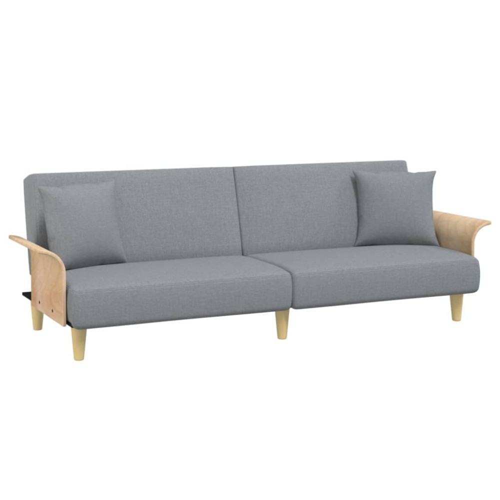 vidaXL Canapea extensibilă cu cotiere, gri deschis, textil