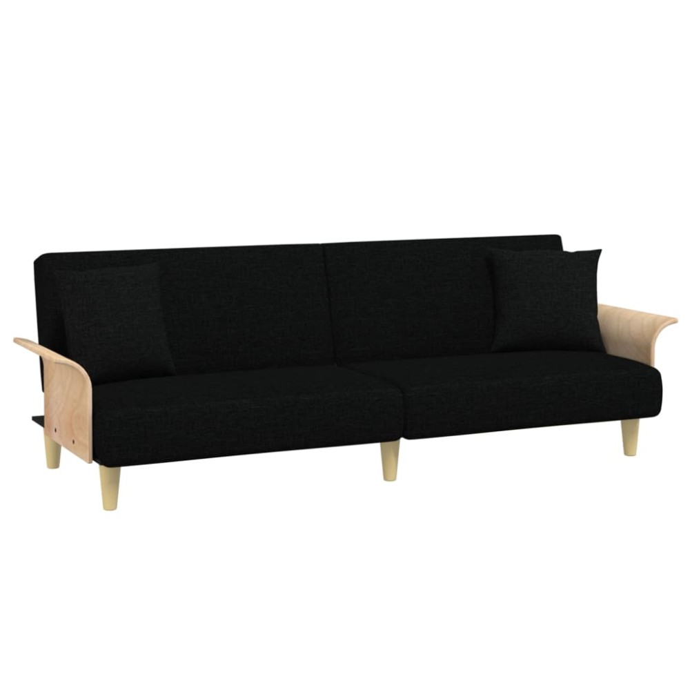 vidaXL Canapea extensibilă cu cotiere, negru, textil