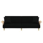 vidaXL Canapea extensibilă cu cotiere, negru, textil