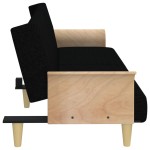 vidaXL Canapea extensibilă cu cotiere, negru, textil