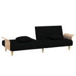 vidaXL Canapea extensibilă cu cotiere, negru, textil