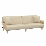 vidaXL Canapea extensibilă cu cotiere, crem, material textil