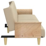 vidaXL Canapea extensibilă cu cotiere, crem, material textil